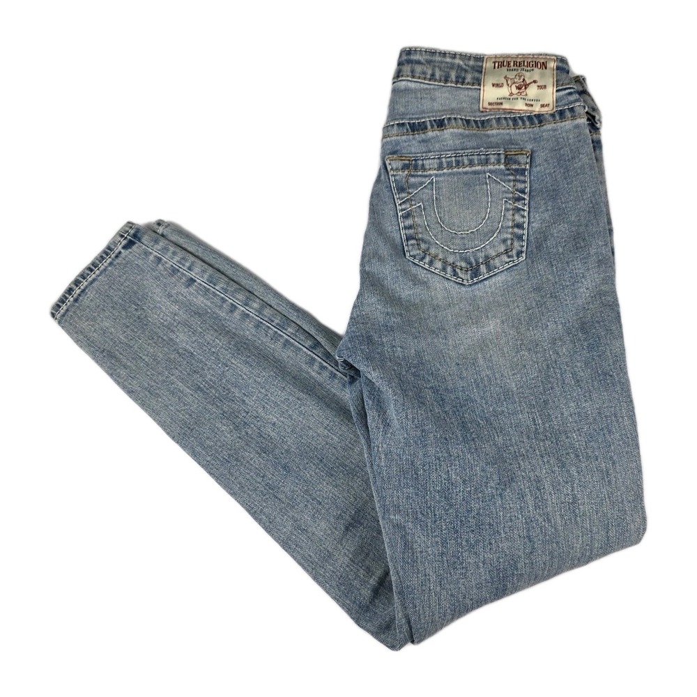True Religion Jeans Womens Size 28 Halle Mid Rise Super‎ Skinny Light Wash Denim